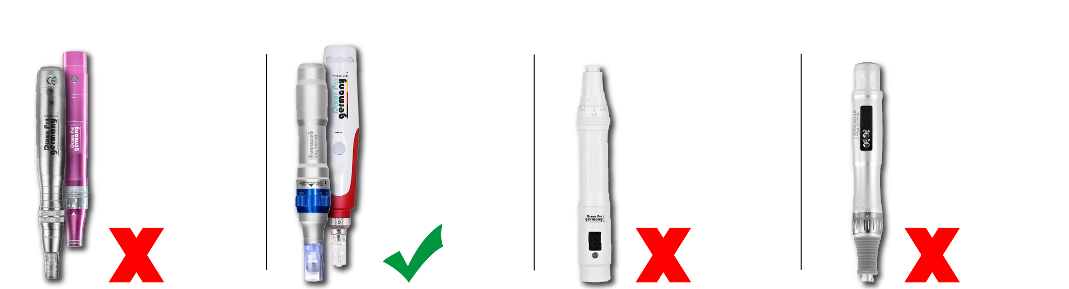 Only compatible with the DermaPen Blue/Silver and Red/White